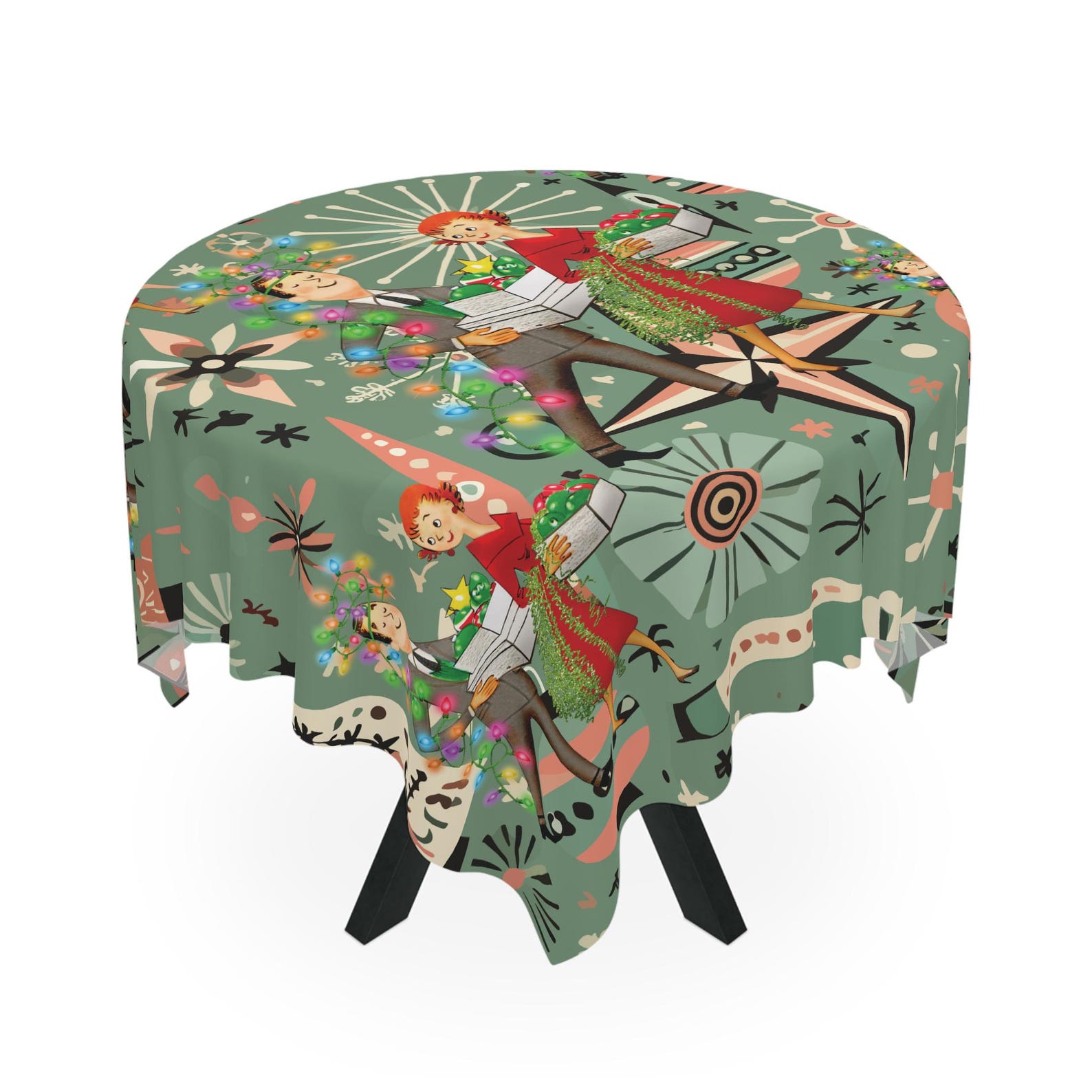 Century Textile & Sewing Supply Avenue C North Saskatoon Sk - Retro 1950s Kitsch Christmas Square Tablecloth