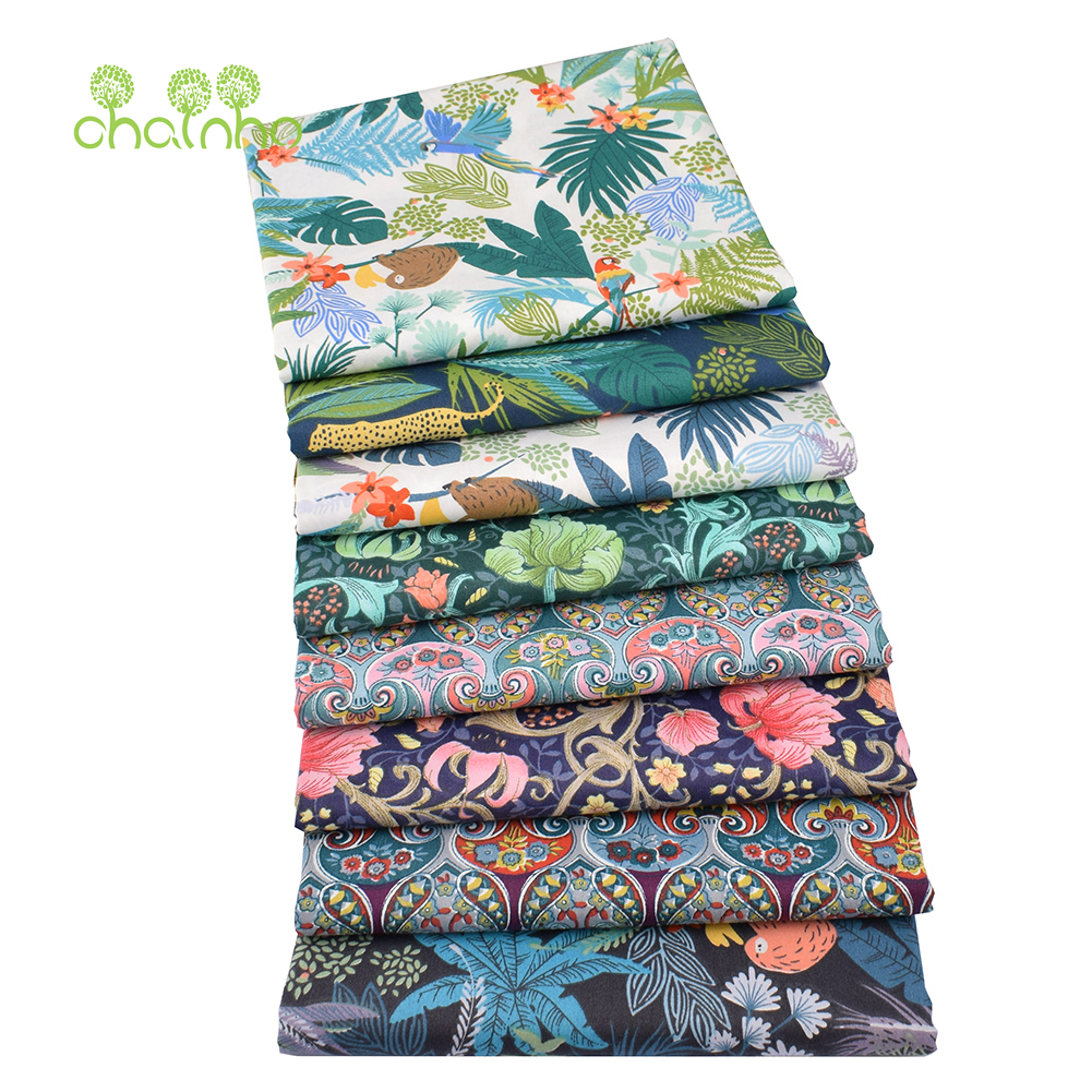 Sewing And Textile - Chainho,Printed Twill Cotton Fabric,Cartoon Jungel,DIY Sewing