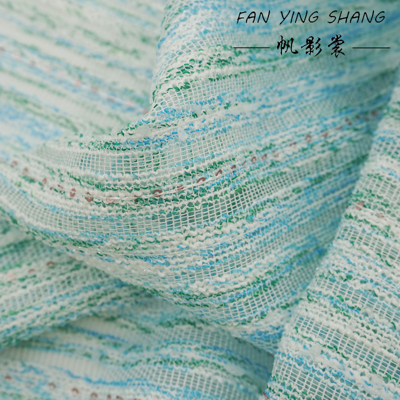 Green Sky Blue White Sequin Tw - Sewing Tweed avaliação e preço