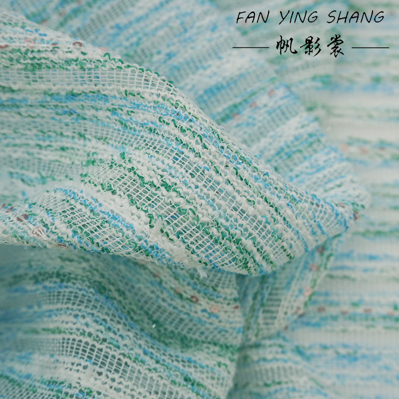 Green Sky Blue White Sequin Tw - Sewing Tweed avaliação e preço