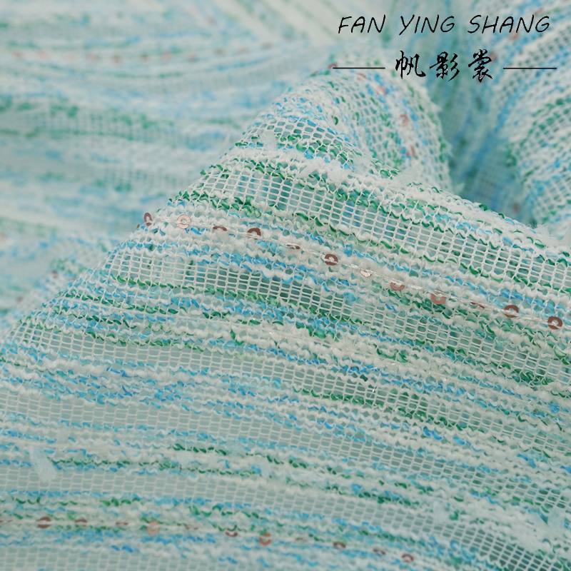 Green Sky Blue White Sequin Tw - Sewing Tweed avaliação e preço