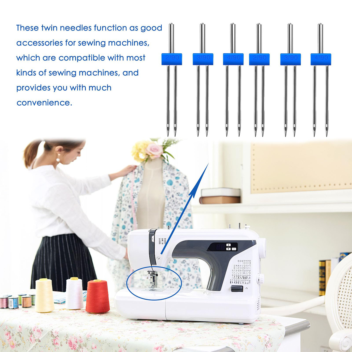3 Size Twin Needles for Sewing - Twin Needle Stretch avaliação e preço