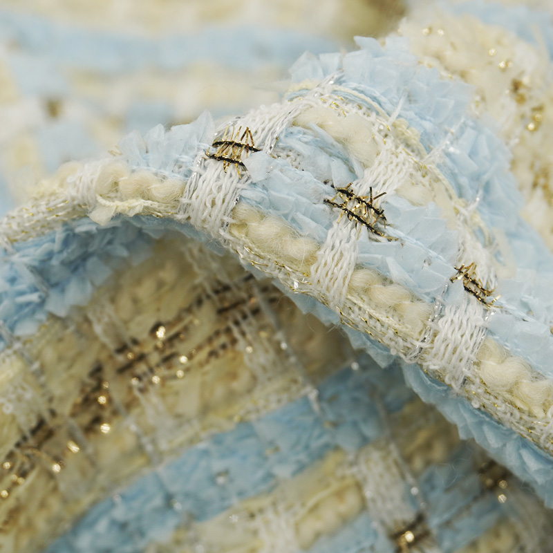 Blue Gold Interlace Plaid Twee - Sewing Tweed avaliação e preço