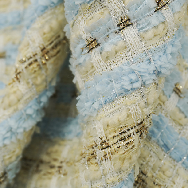 Blue Gold Interlace Plaid Twee - Sewing Tweed avaliação e preço