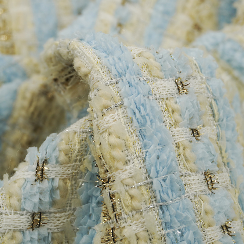 Blue Gold Interlace Plaid Twee - Sewing Tweed avaliação e preço