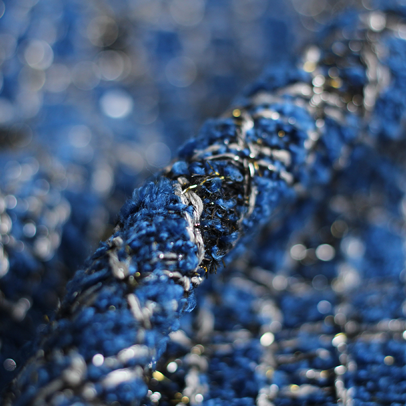 Blue Color Lattice Pattern Yar - Sewing Tweed avaliação e preço