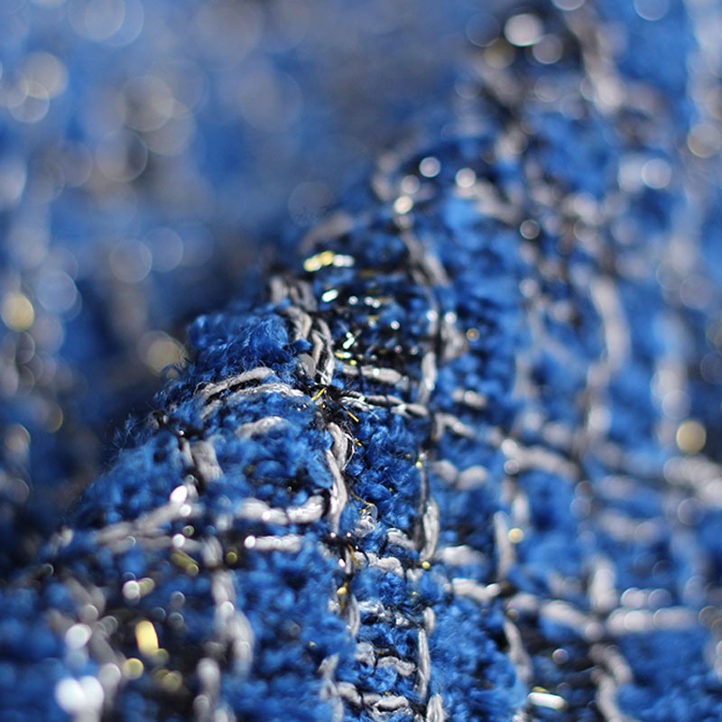 Blue Color Lattice Pattern Yar - Sewing Tweed avaliação e preço