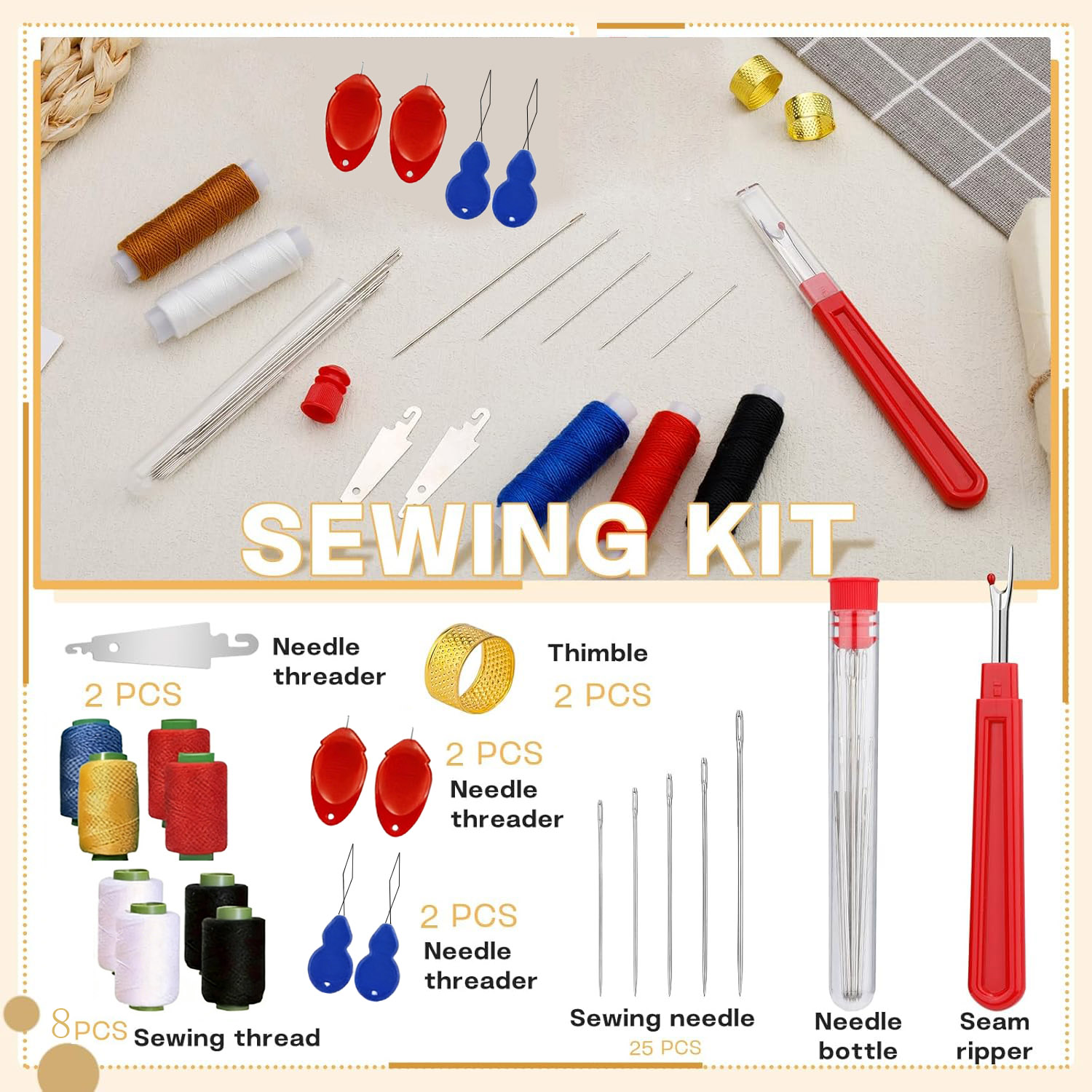 43pcs Big Eye Sewing Needle Ki - Sewing Kit avaliação e preço