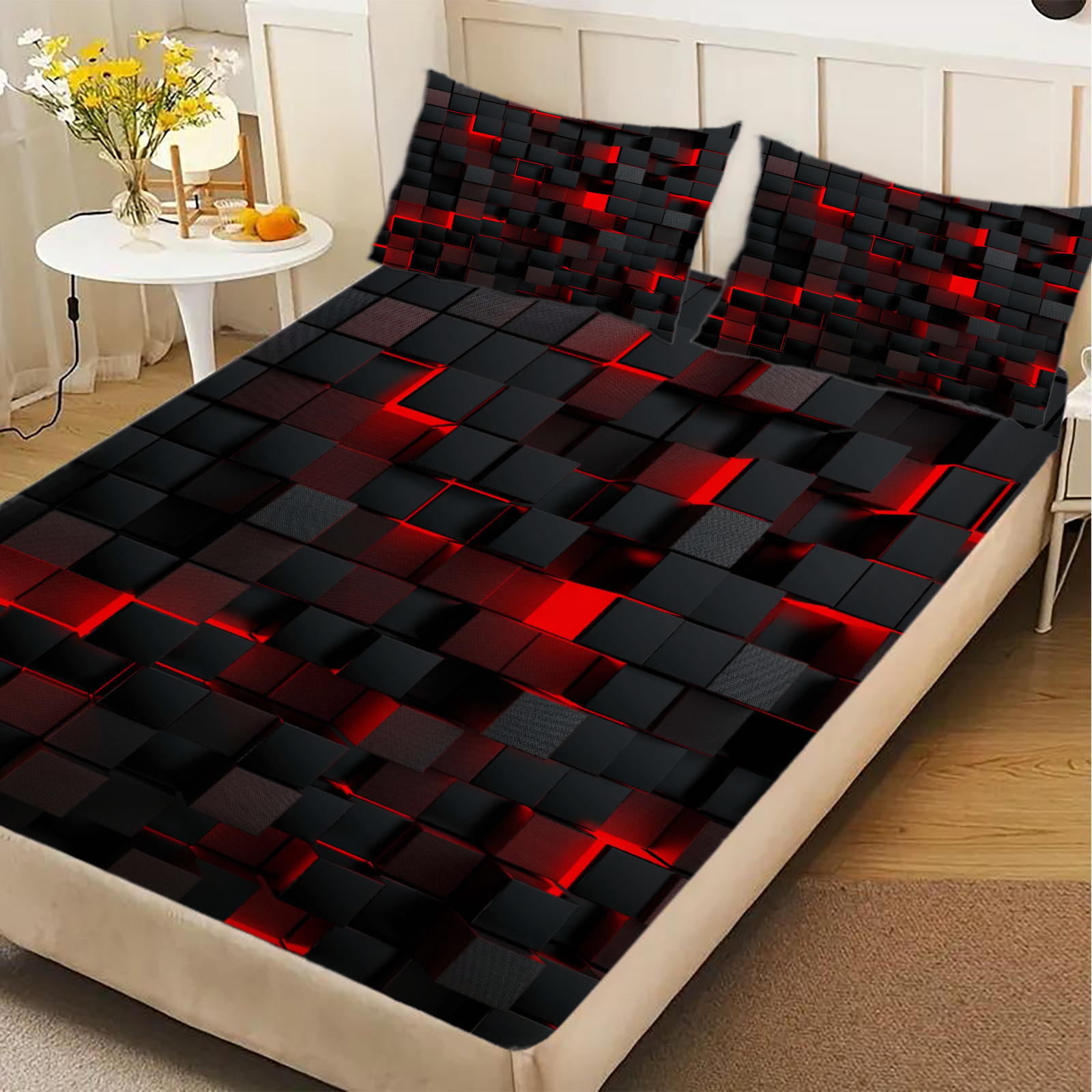 1 Piece 3D Red Black Pixel Gri - Fabric Softener Sheet avaliação e preço