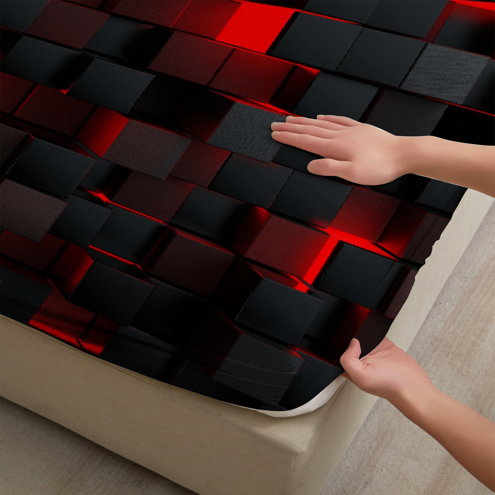 1 Piece 3D Red Black Pixel Gri - Fabric Softener Sheet avaliação e preço
