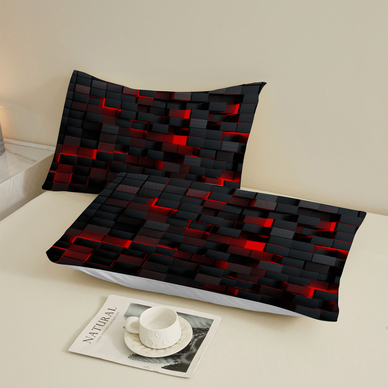 1 Piece 3D Red Black Pixel Gri - Fabric Softener Sheet avaliação e preço