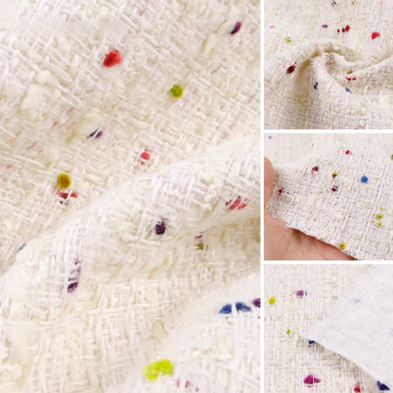 Creamy White 3D Grid Colorful  - Sewing Tweed avaliação e preço