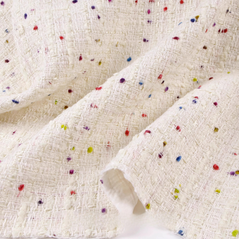 Creamy White 3D Grid Colorful  - Sewing Tweed avaliação e preço