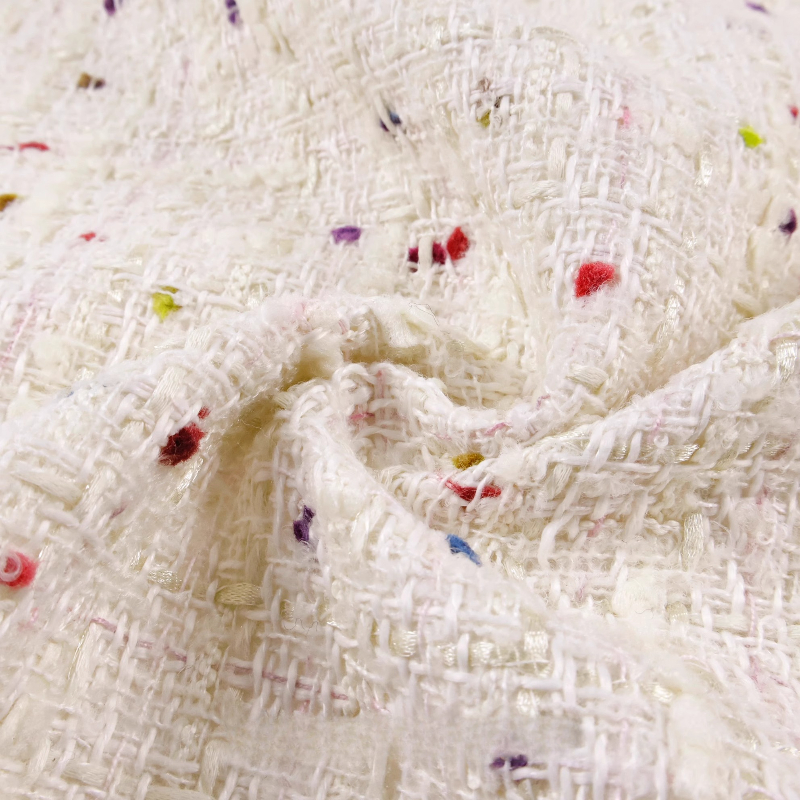 Creamy White 3D Grid Colorful  - Sewing Tweed avaliação e preço