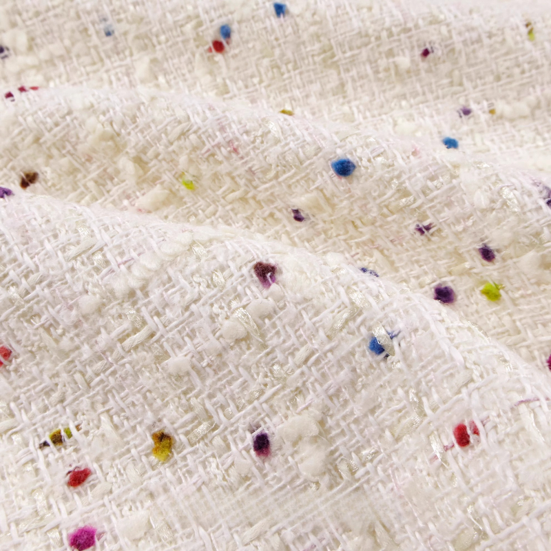 Creamy White 3D Grid Colorful  - Sewing Tweed avaliação e preço