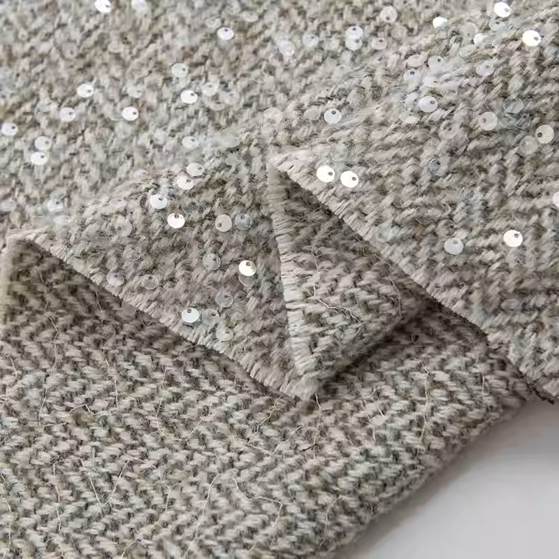 Light Grey With Sequin Yarn-Dy - Sewing Tweed avaliação e preço