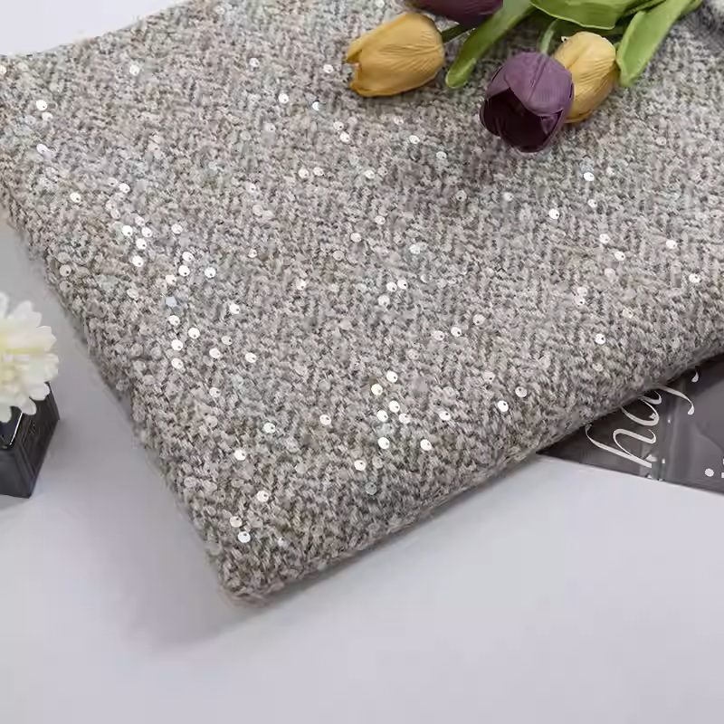 Light Grey With Sequin Yarn-Dy - Sewing Tweed avaliação e preço