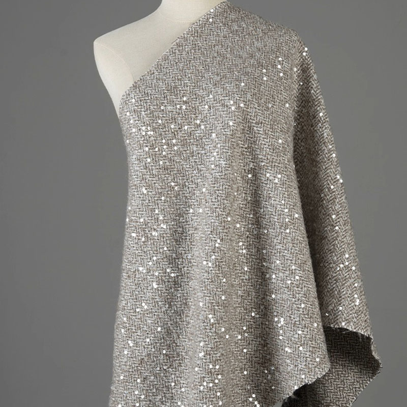Light Grey With Sequin Yarn-Dy - Sewing Tweed avaliação e preço